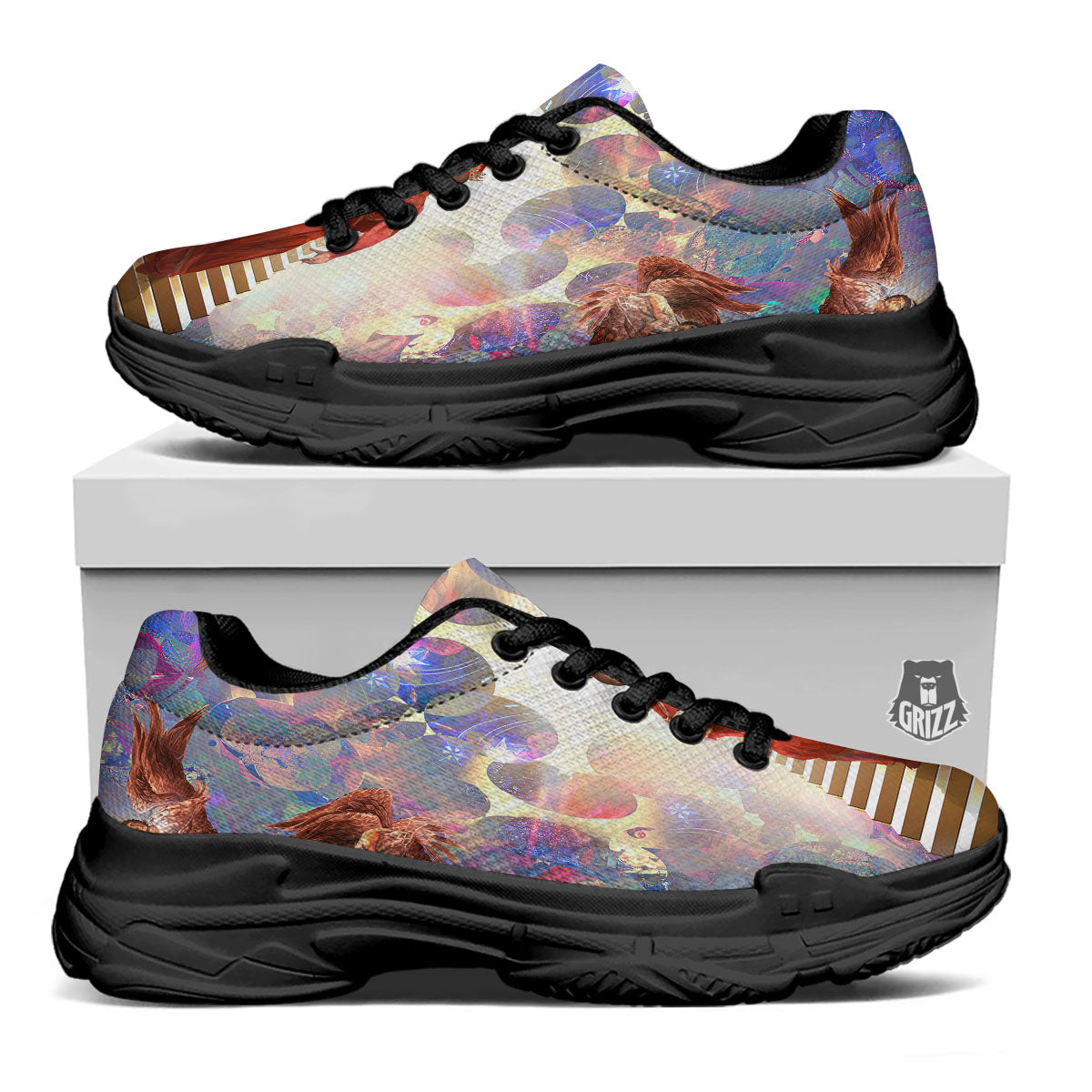 Jesus Christ From Heaven Print Black Chunky Shoes-grizzshop
