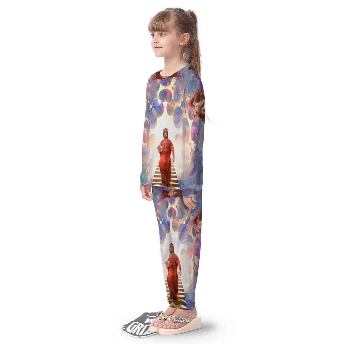 Jesus Christ From Heaven Print Kid's Pajamas-grizzshop
