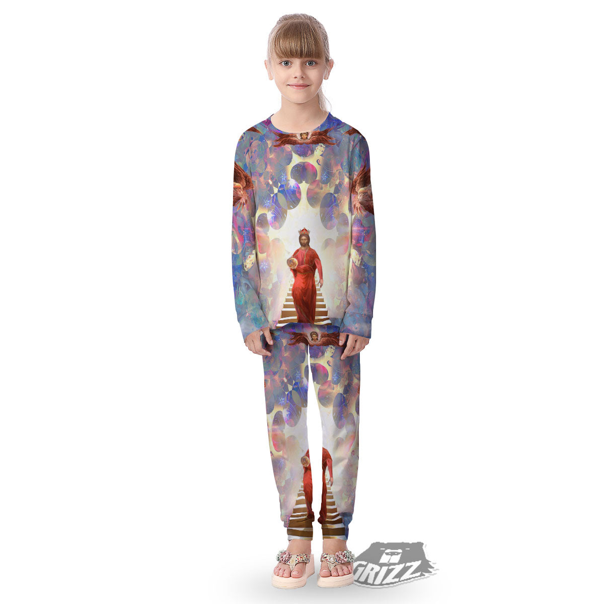 Jesus Christ From Heaven Print Kid's Pajamas-grizzshop