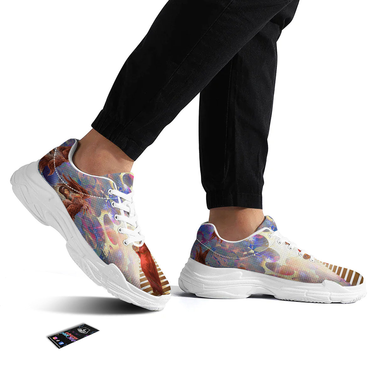 Jesus Christ From Heaven Print White Chunky Shoes-grizzshop