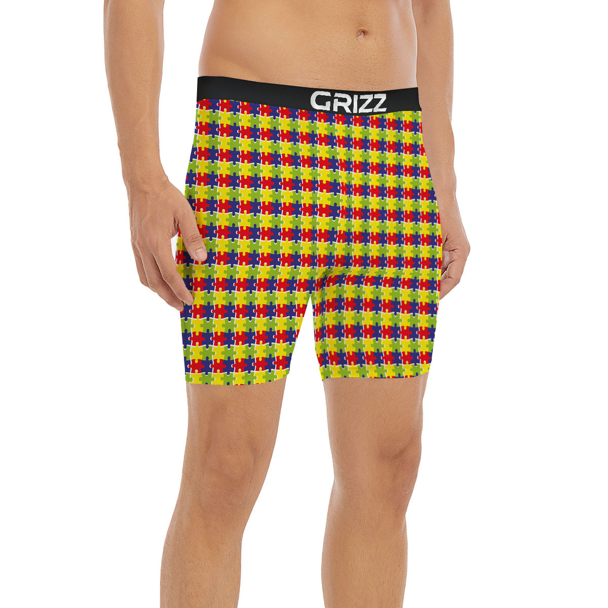 Jigsaw Autism Awareness Print Boxer Briefs-grizzshop