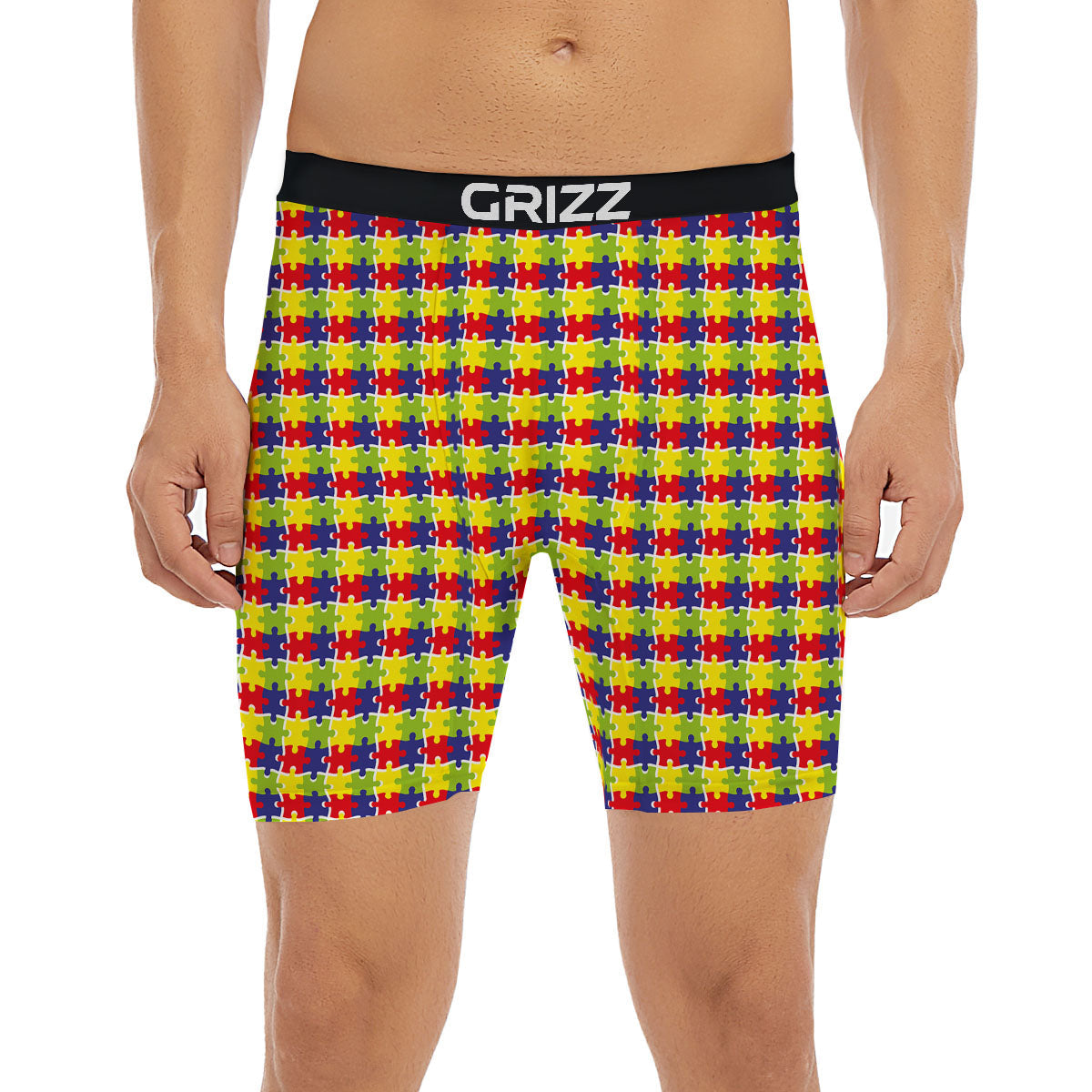 Jigsaw Autism Awareness Print Boxer Briefs-grizzshop