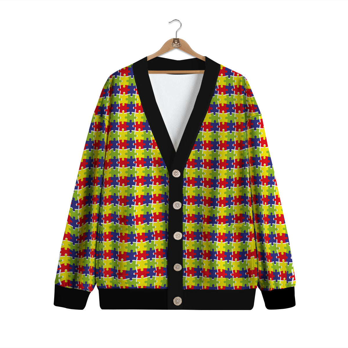 Jigsaw Autism Awareness Print Cardigan-grizzshop