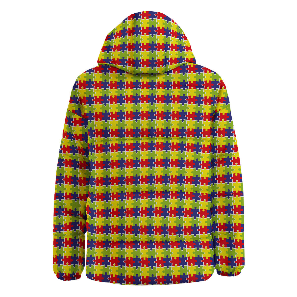 Jigsaw Autism Awareness Print Down Jacket-grizzshop