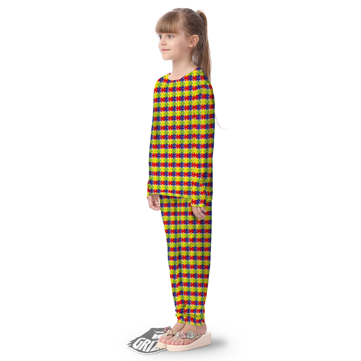 Jigsaw Autism Awareness Print Kid's Pajamas-grizzshop