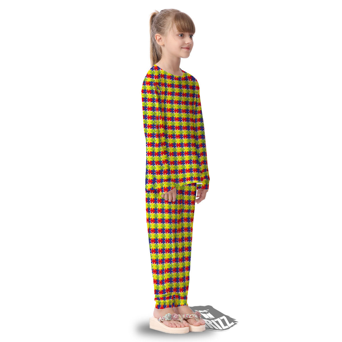 Jigsaw Autism Awareness Print Kid's Pajamas-grizzshop