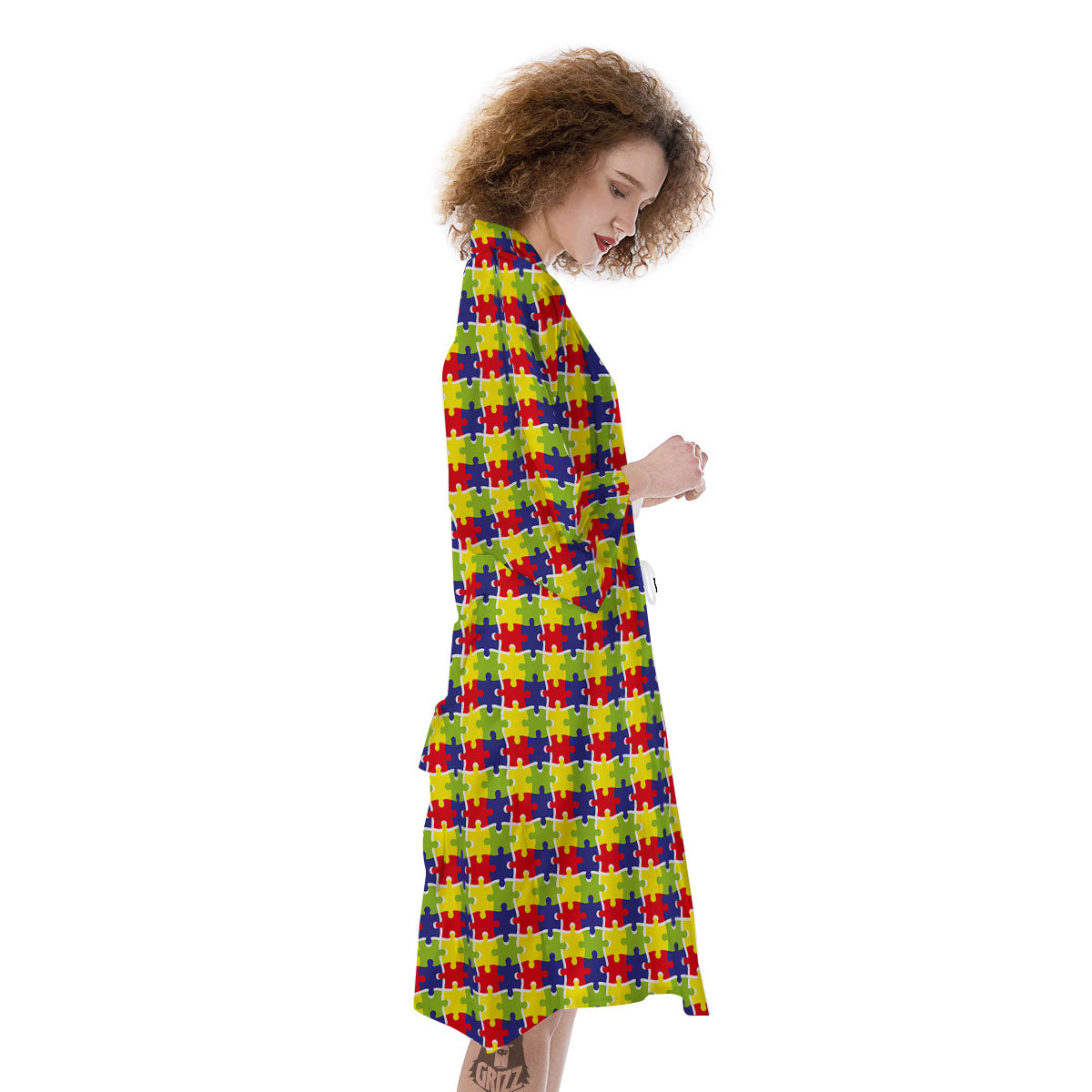 Jigsaw Autism Awareness Print Kimono-grizzshop