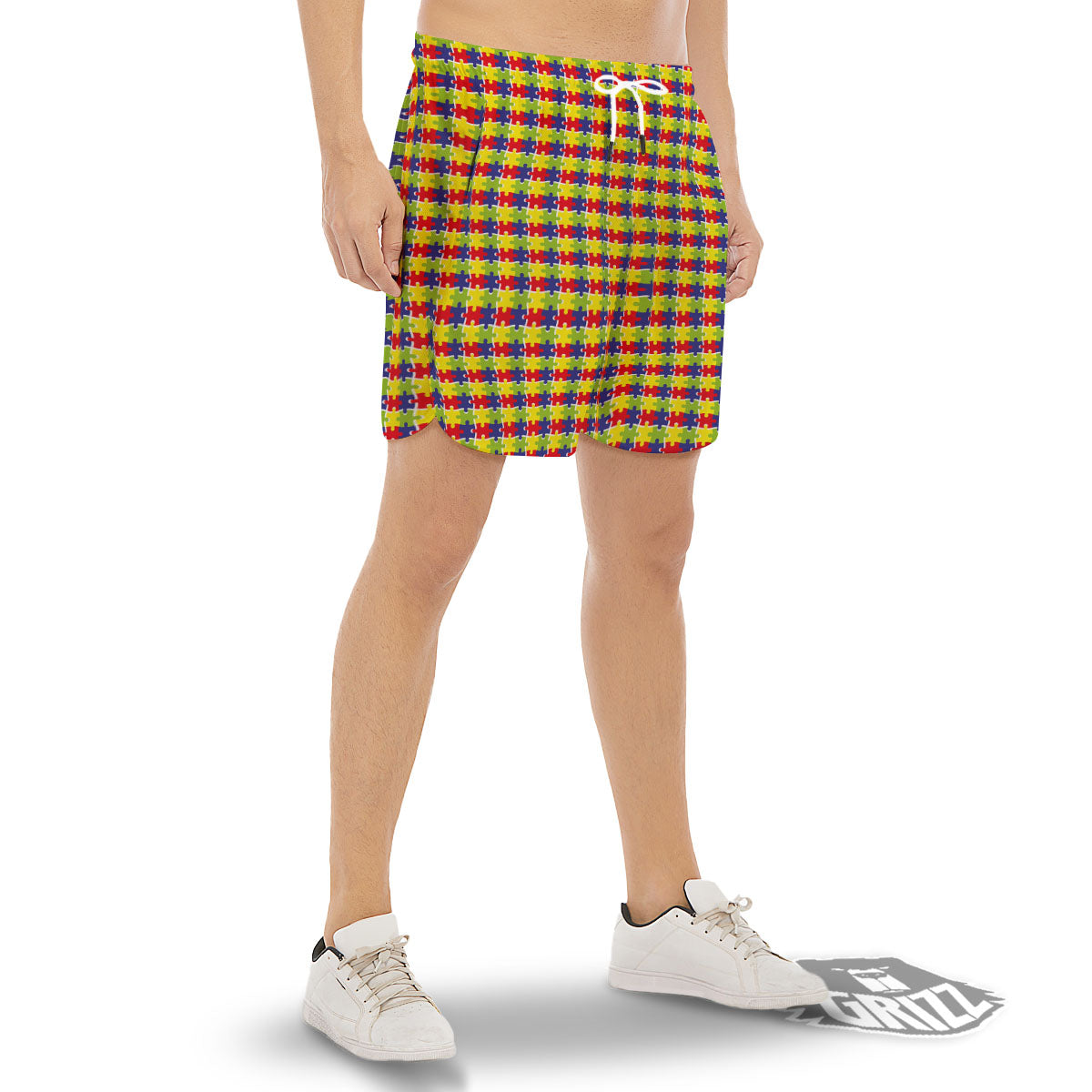 Jigsaw Autism Awareness Print Men's Gym Shorts-grizzshop