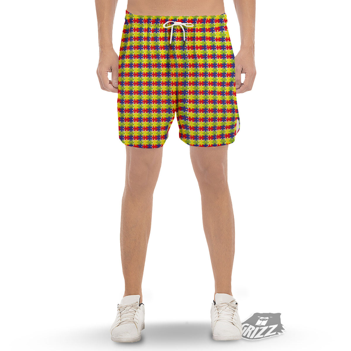 Jigsaw Autism Awareness Print Men's Gym Shorts-grizzshop