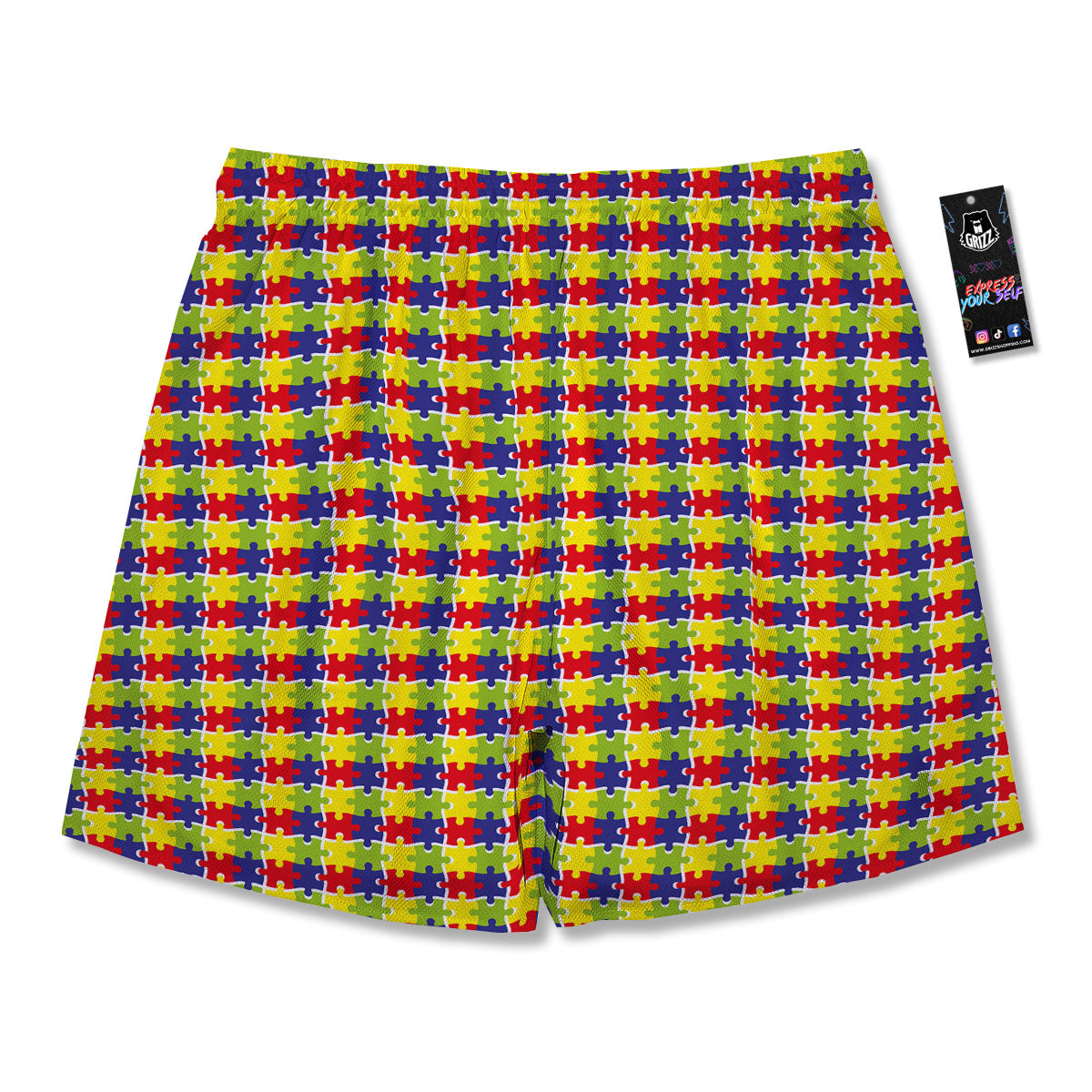 Jigsaw Autism Awareness Print Men's Running Shorts-grizzshop