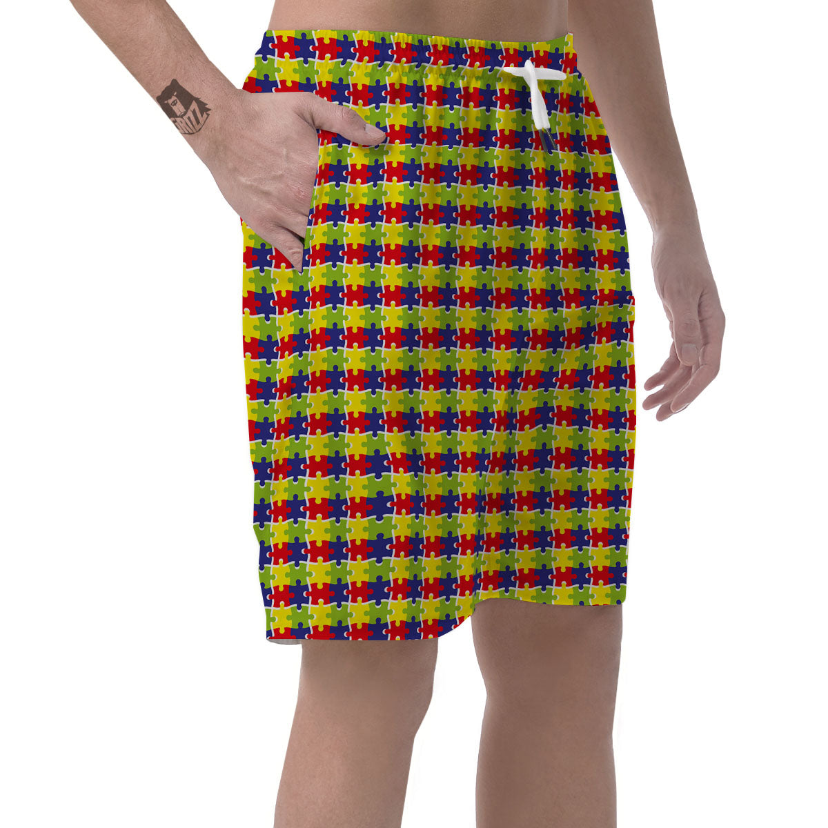 Jigsaw Autism Awareness Print Men's Shorts-grizzshop