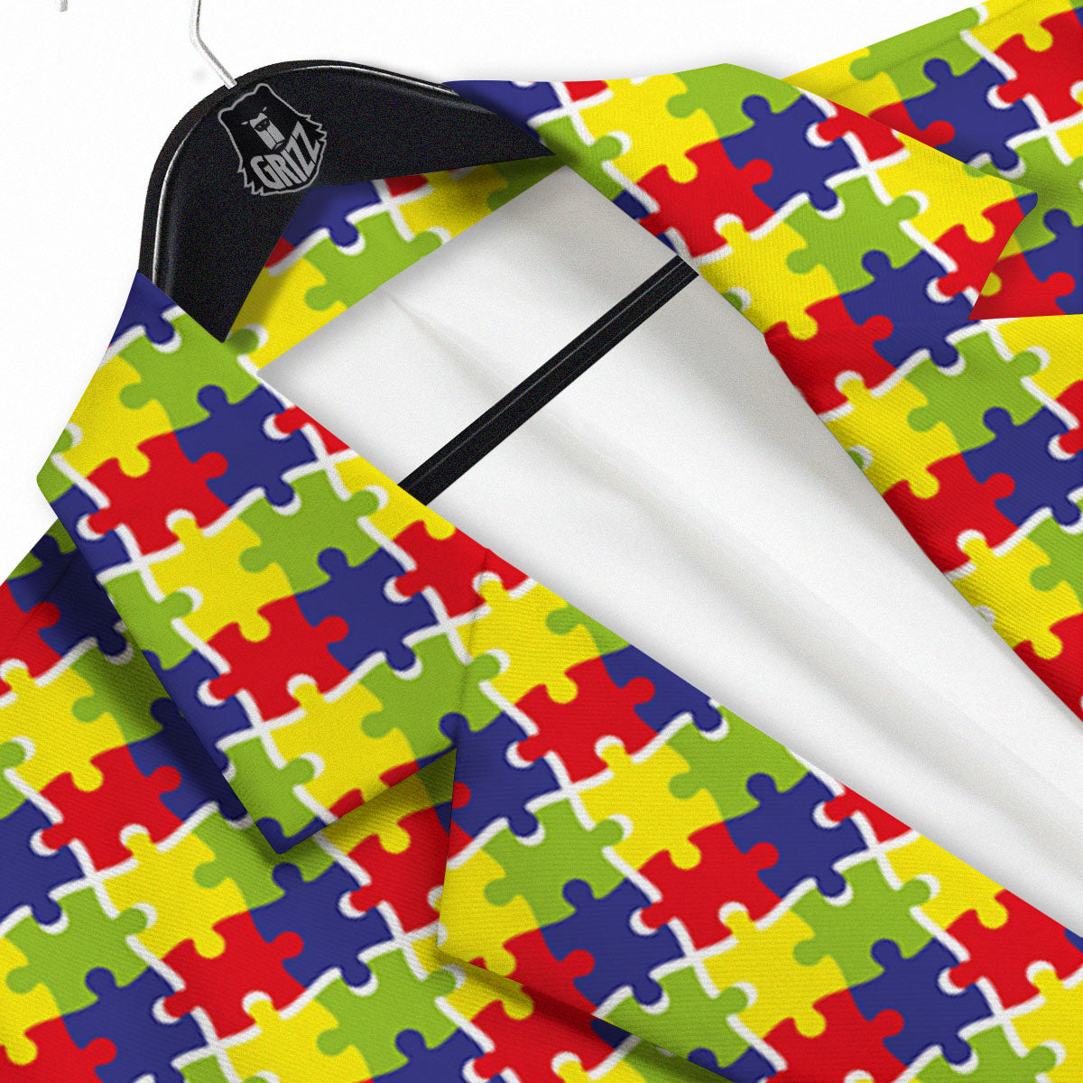 Jigsaw Autism Awareness Print Men's Sport Coat-grizzshop