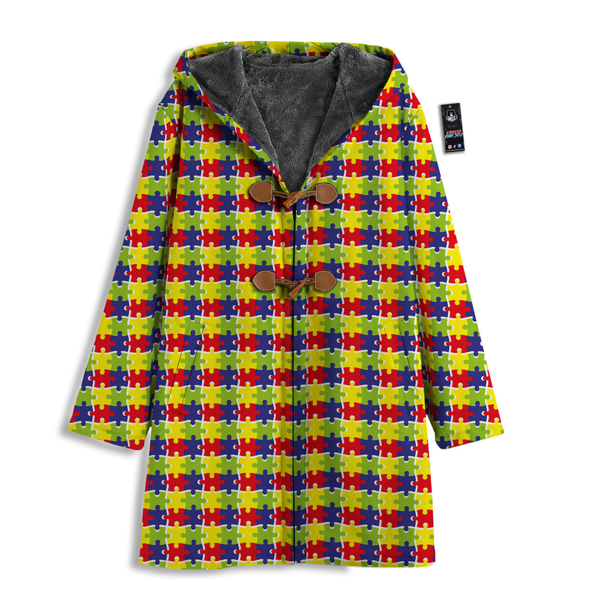 Jigsaw Autism Awareness Print Men's Windbreaker Jacket-grizzshop