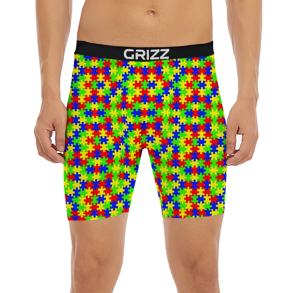Jigsaw Autism Awareness Print Pattern Boxer Briefs-grizzshop