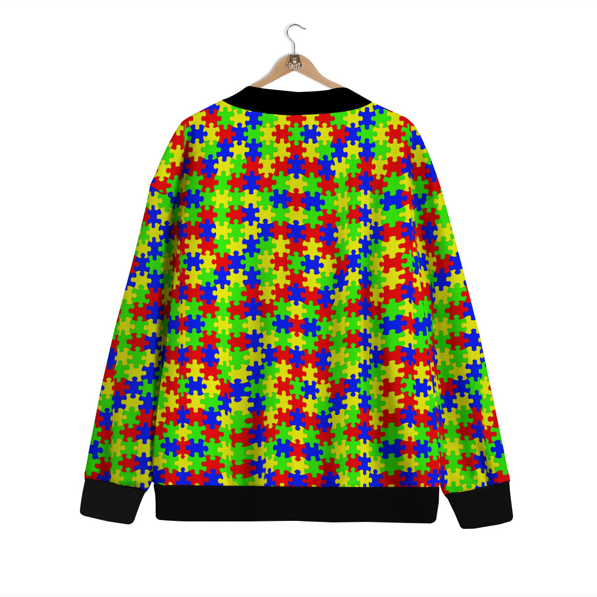 Jigsaw Autism Awareness Print Pattern Cardigan-grizzshop