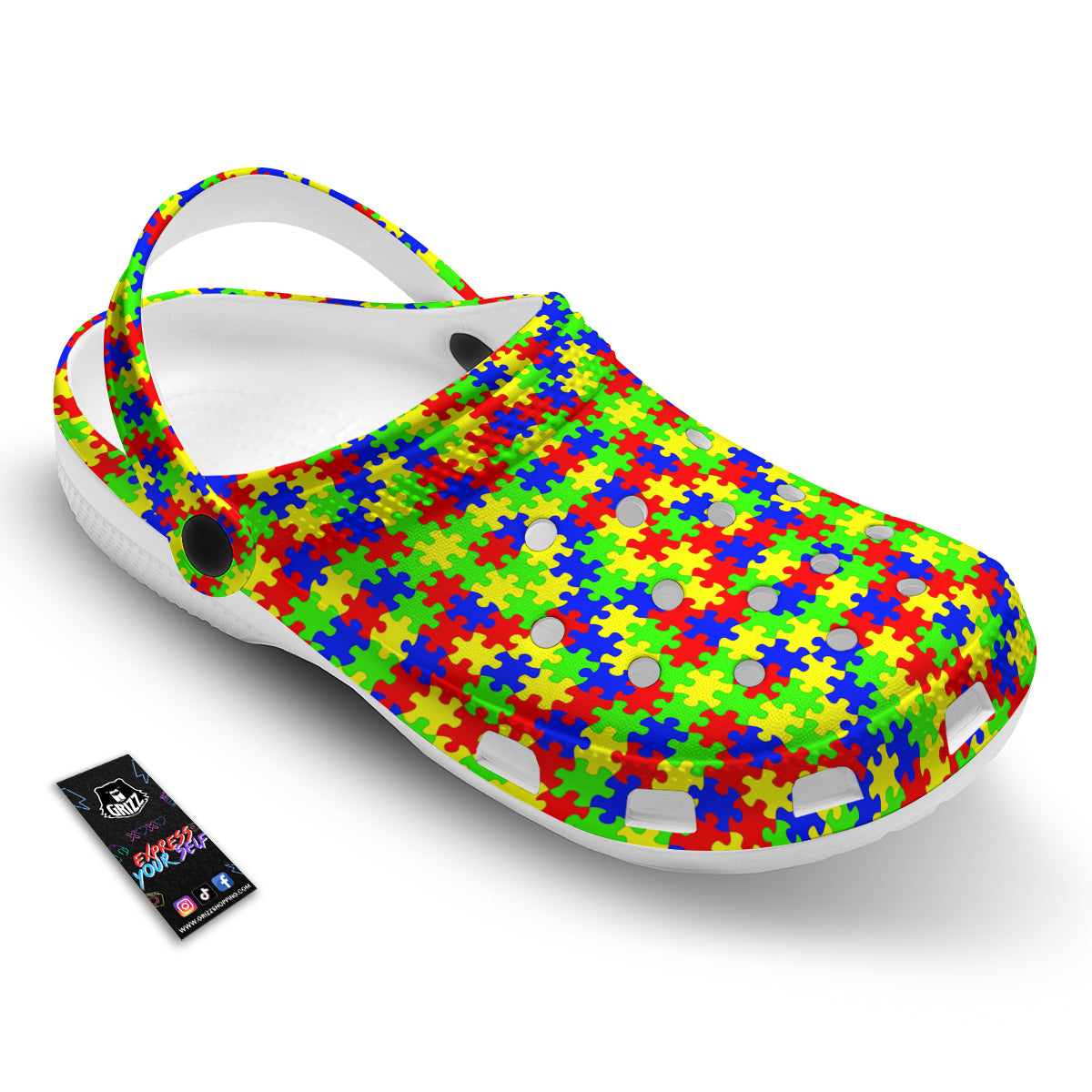 Jigsaw Autism Awareness Print Pattern Clog-grizzshop