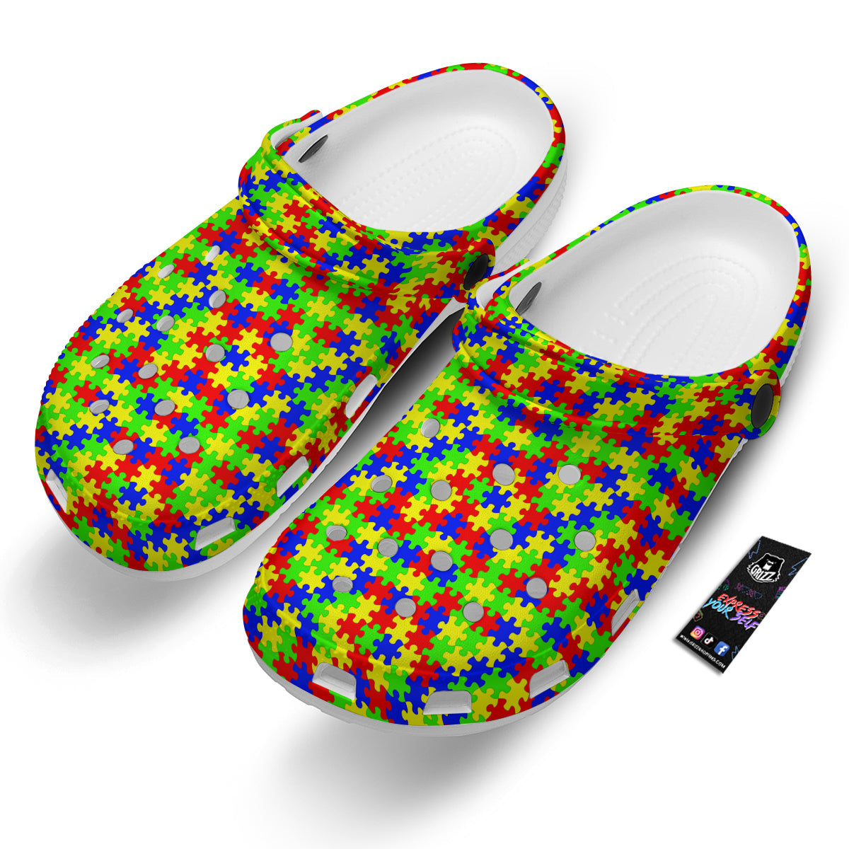 Jigsaw Autism Awareness Print Pattern Clog-grizzshop