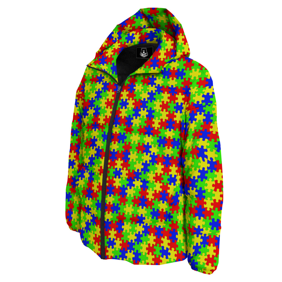 Jigsaw Autism Awareness Print Pattern Down Jacket-grizzshop