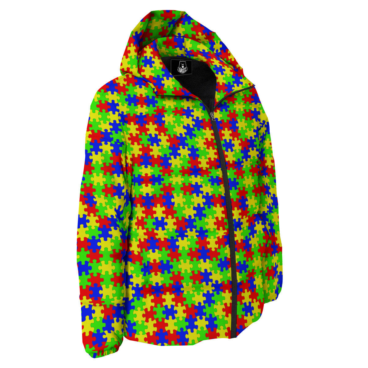 Jigsaw Autism Awareness Print Pattern Down Jacket-grizzshop