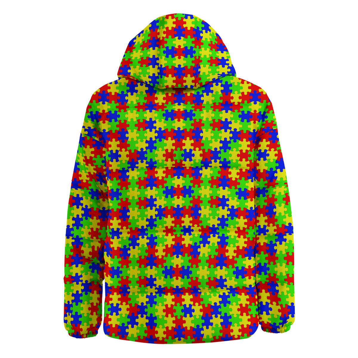 Jigsaw Autism Awareness Print Pattern Down Jacket-grizzshop