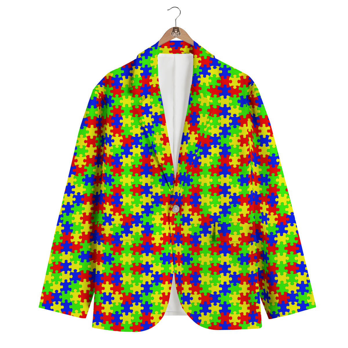 Jigsaw Autism Awareness Print Pattern Men's Blazer-grizzshop