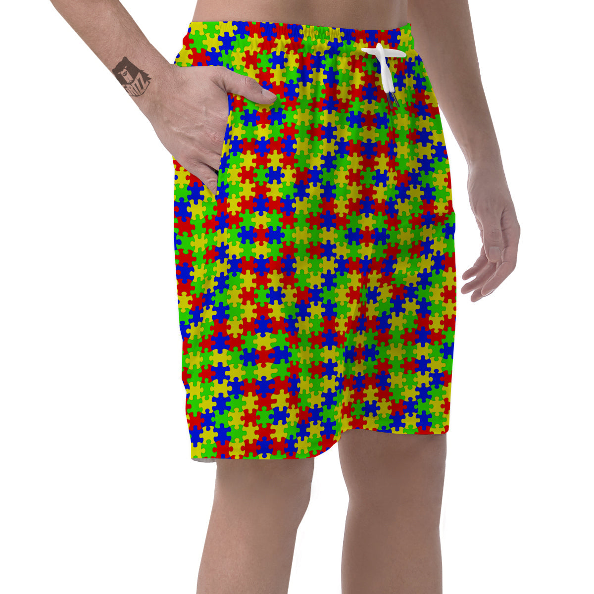 Jigsaw Autism Awareness Print Pattern Men's Shorts-grizzshop