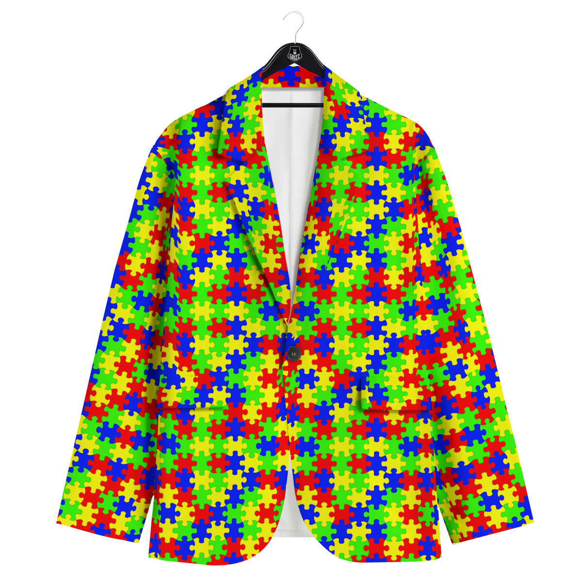 Jigsaw Autism Awareness Print Pattern Men's Sport Coat-grizzshop