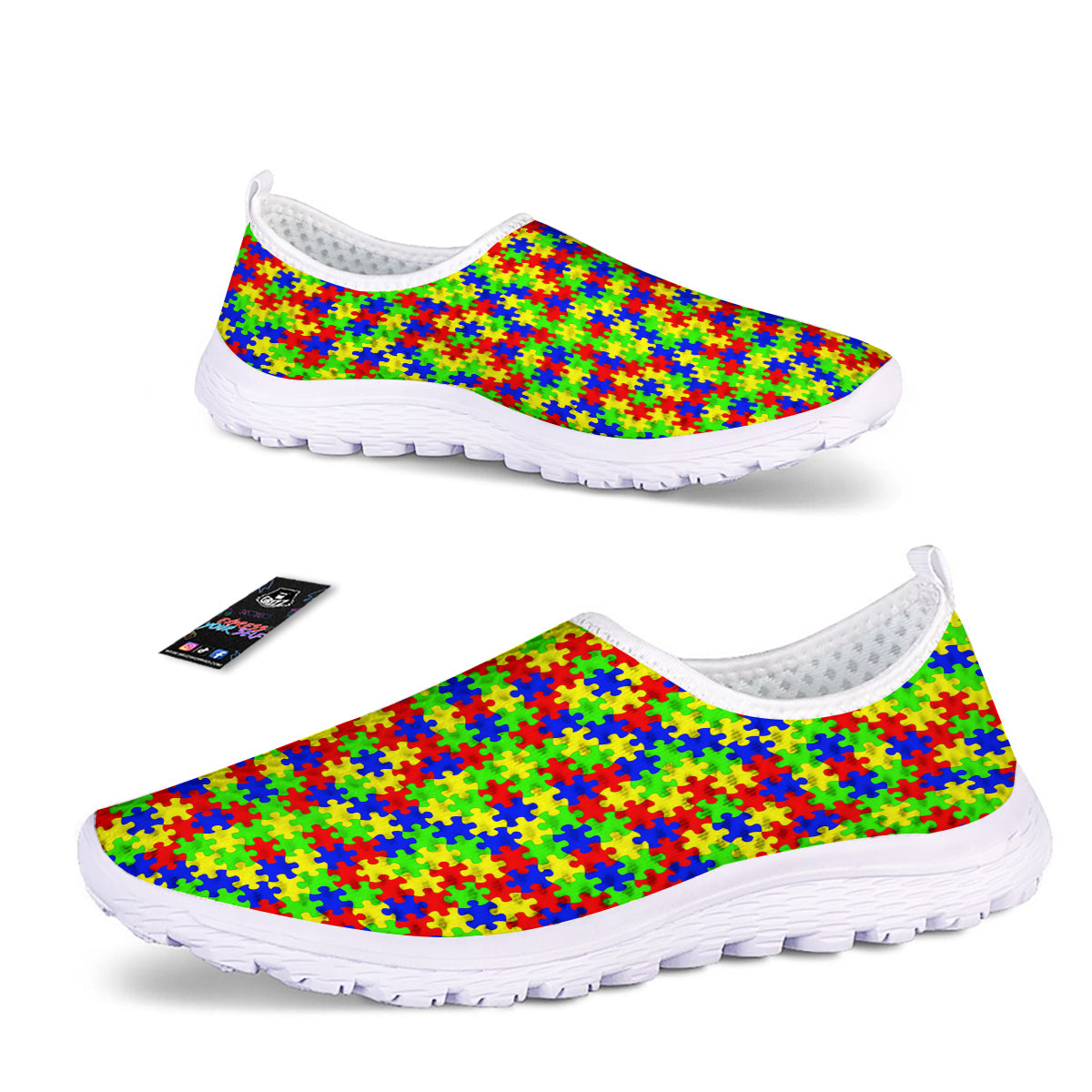 Jigsaw Autism Awareness Print Pattern Nurse Shoes-grizzshop