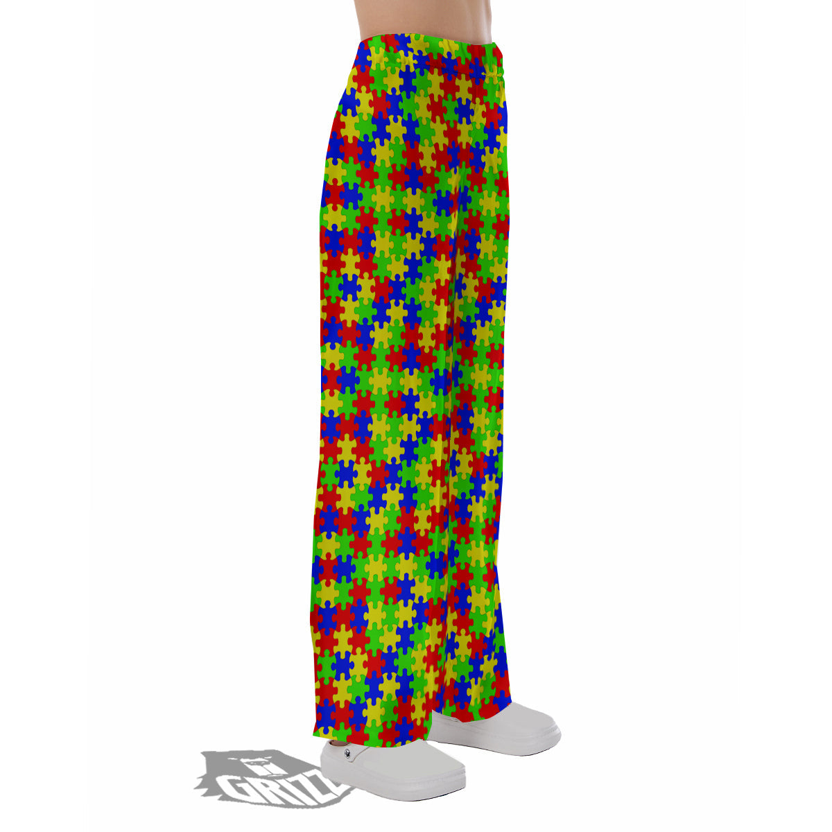 Jigsaw Autism Awareness Print Pattern Pajama Pants-grizzshop