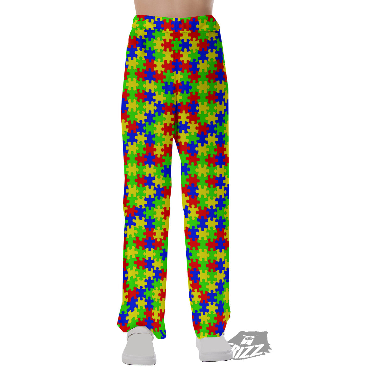 Jigsaw Autism Awareness Print Pattern Pajama Pants-grizzshop