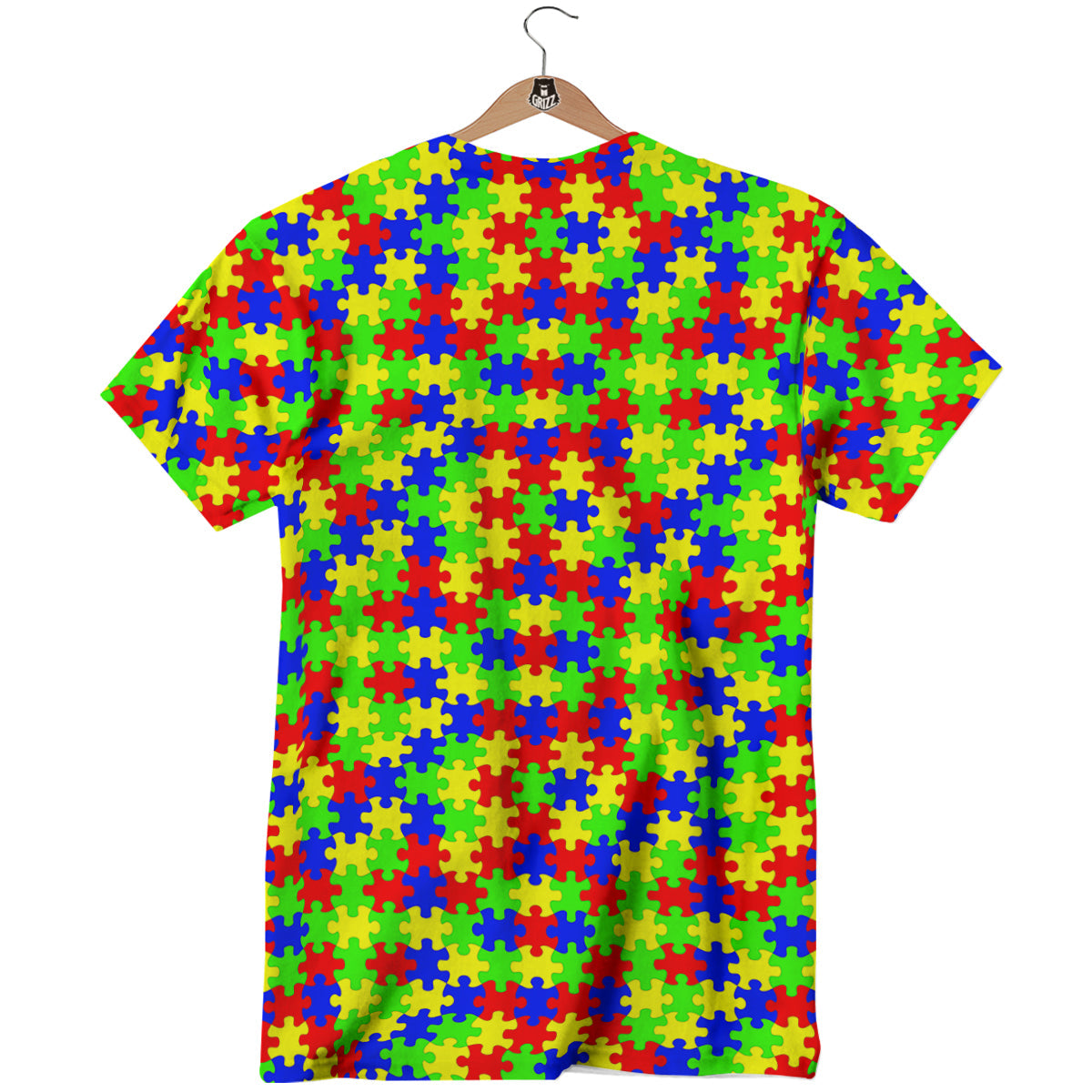 Jigsaw Autism Awareness Print Pattern T-Shirt-grizzshop