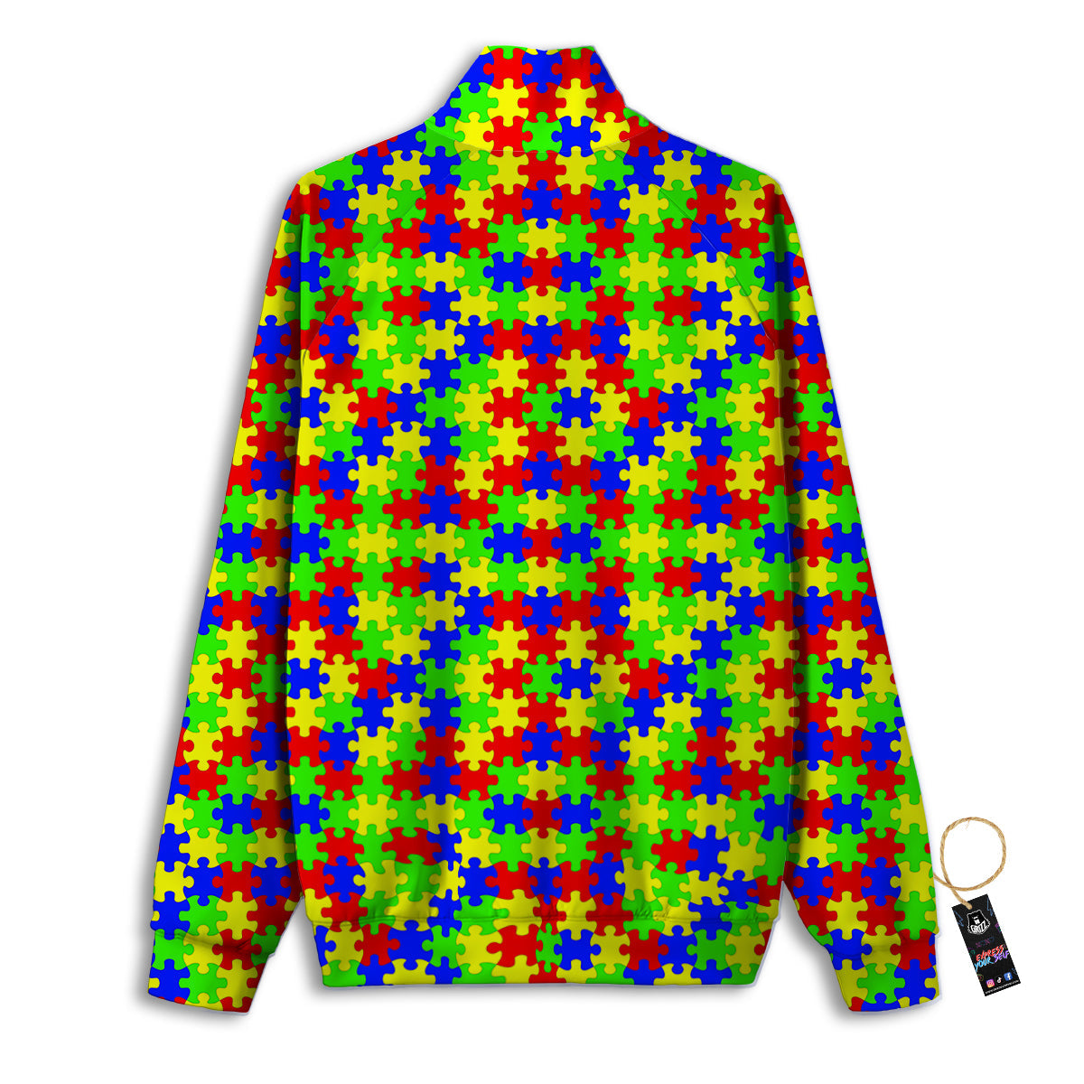 Jigsaw Autism Awareness Print Pattern Track Jacket-grizzshop