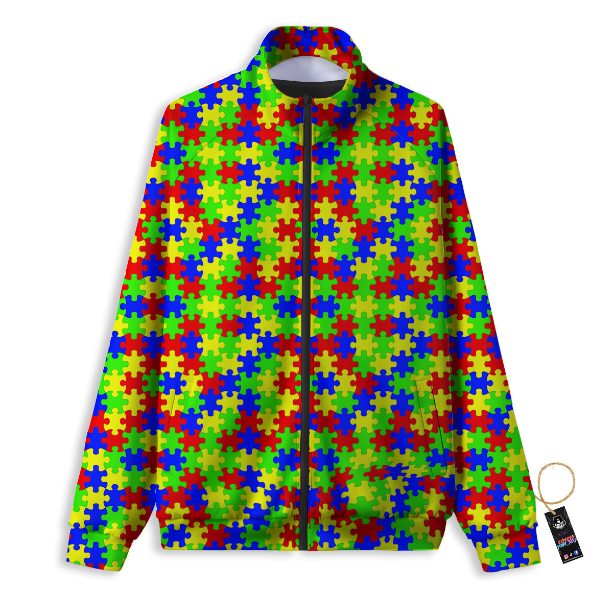 Jigsaw Autism Awareness Print Pattern Track Jacket-grizzshop