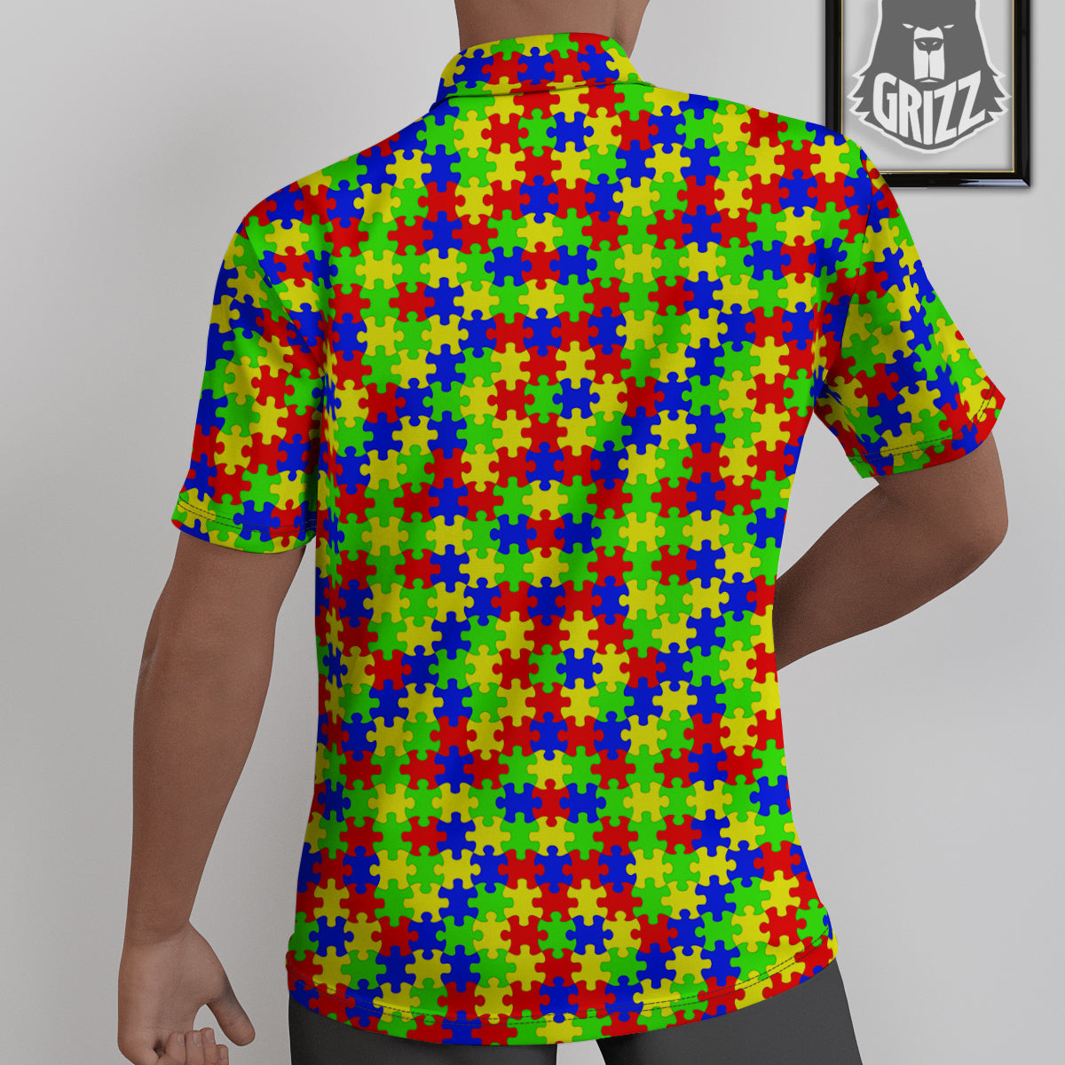 Jigsaw Autism Awareness Print Pattern Untucked Shirts-grizzshop