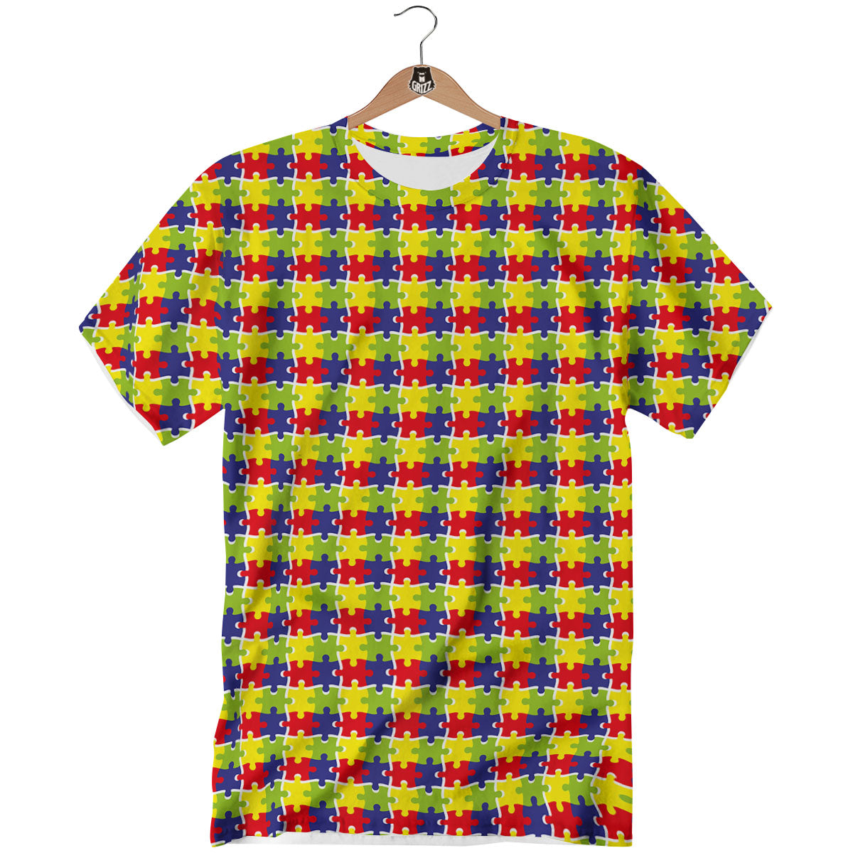 Jigsaw Autism Awareness Print T-Shirt-grizzshop