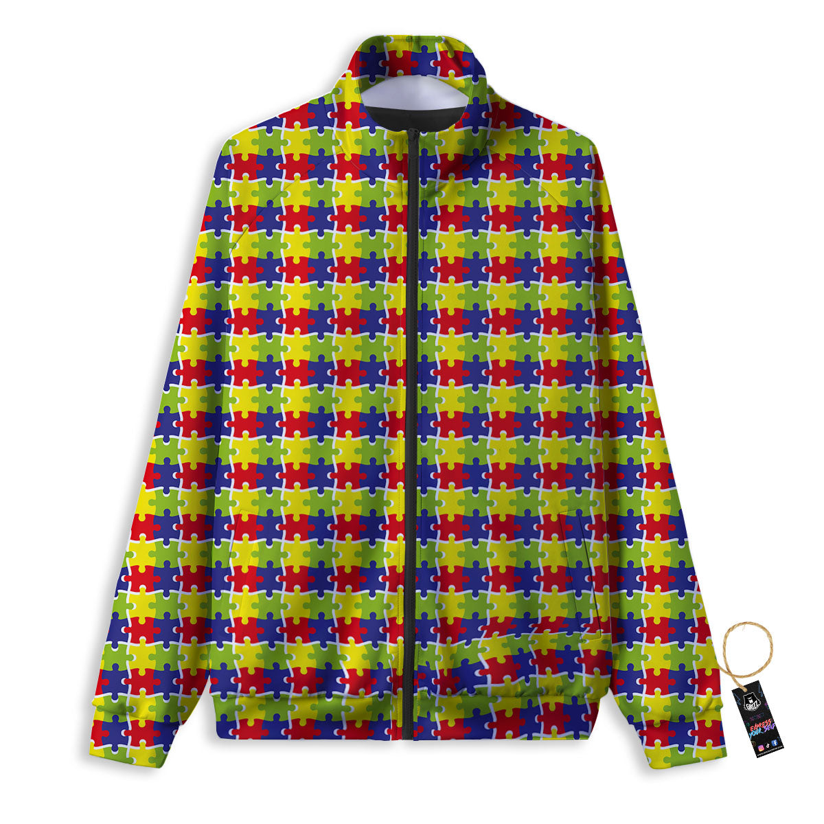 Jigsaw Autism Awareness Print Track Jacket-grizzshop