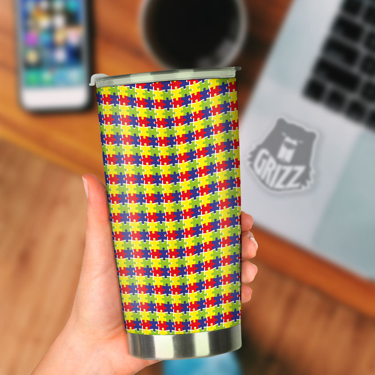 Jigsaw Autism Awareness Print Tumbler-grizzshop