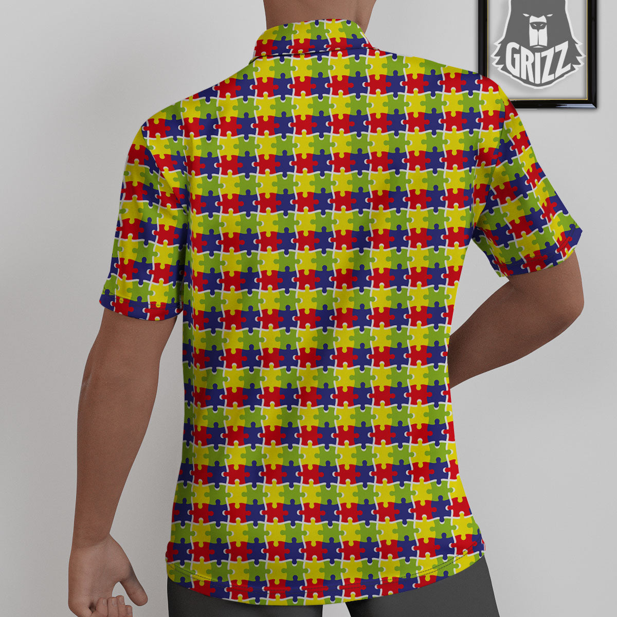 Jigsaw Autism Awareness Print Untucked Shirts-grizzshop