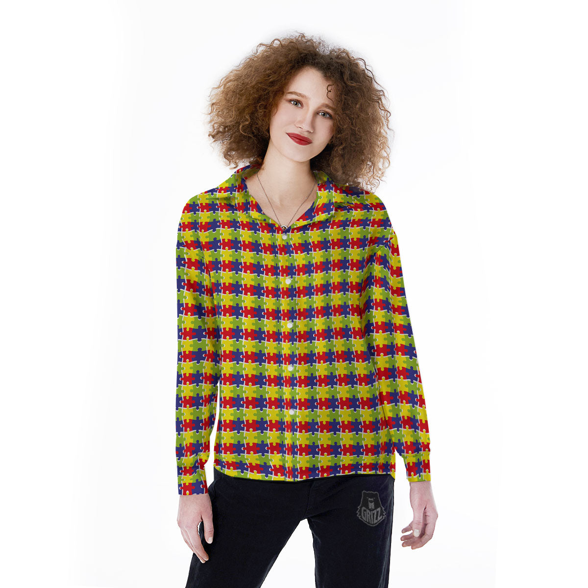 Jigsaw Autism Awareness Print Women's Long Sleeve Shirts-grizzshop