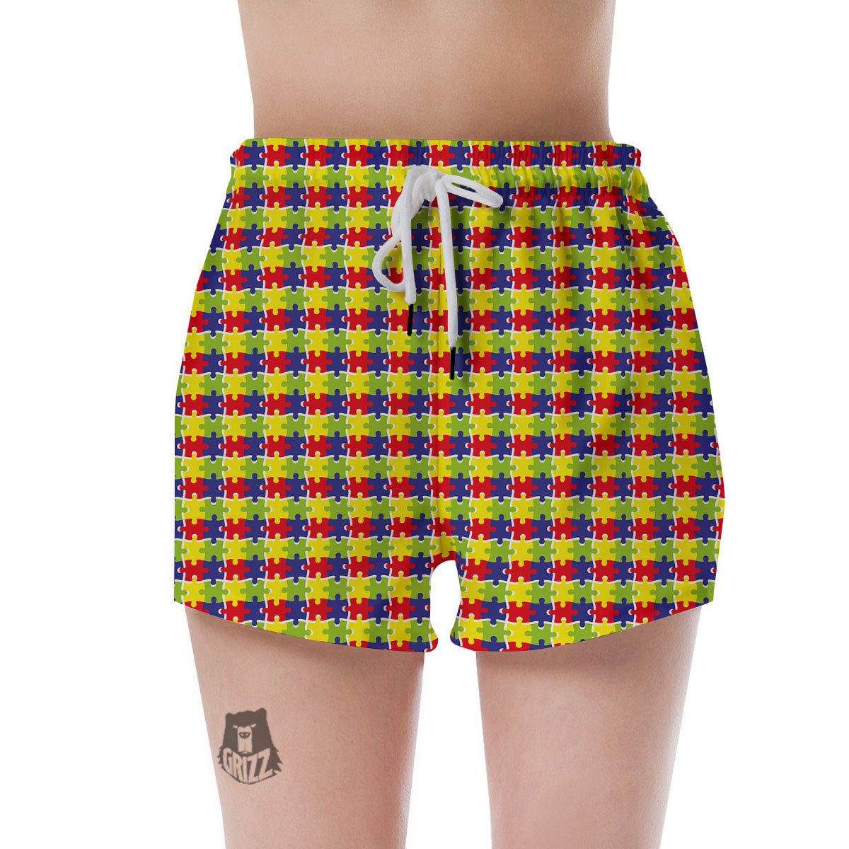 Jigsaw Autism Awareness Print Women's Shorts-grizzshop