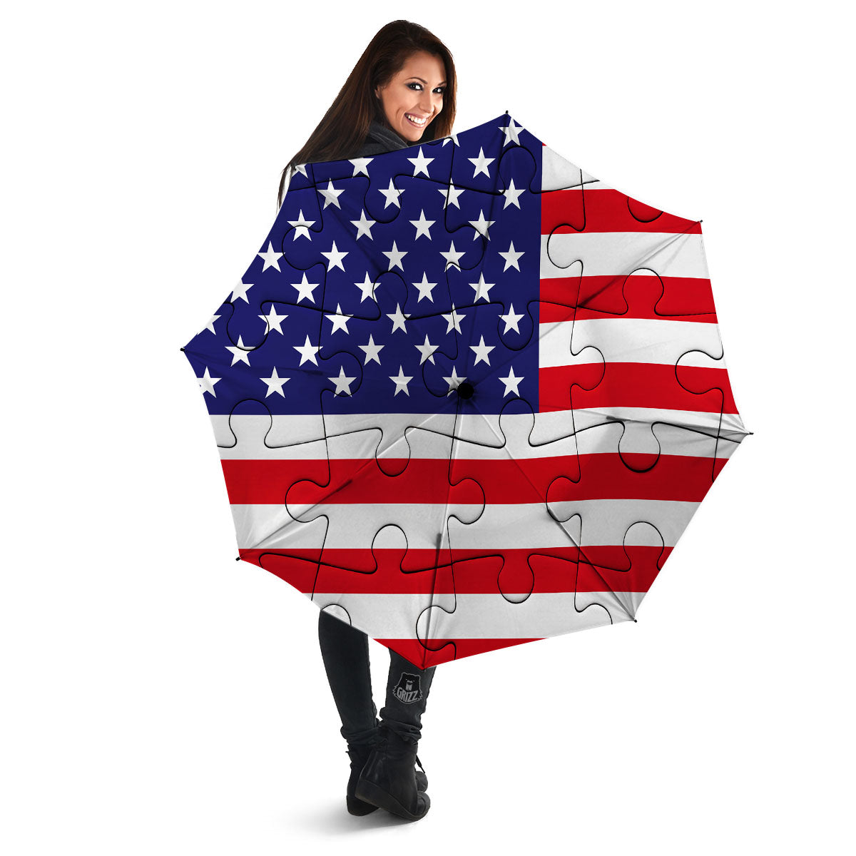 Jigsaw Puzzle American Flag Print Umbrella-grizzshop