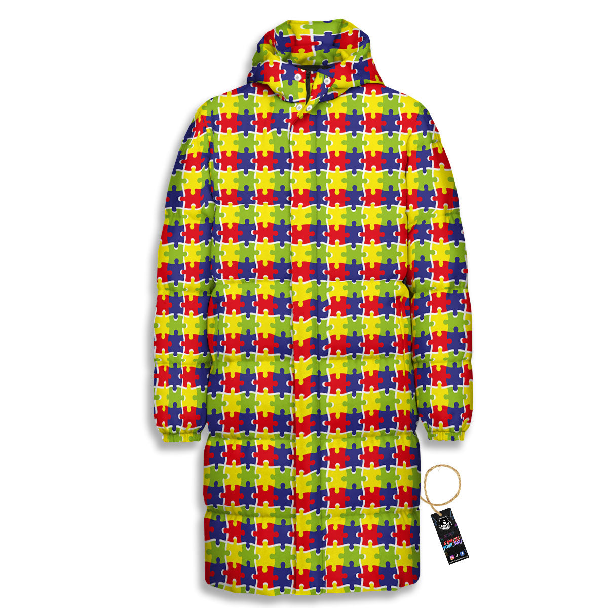 Jigsaw Autism Awareness Print Long Down Jacket