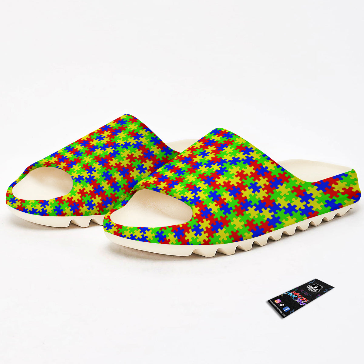 Jigsaw Autism Awareness Print Pattern Sandals-grizzshop