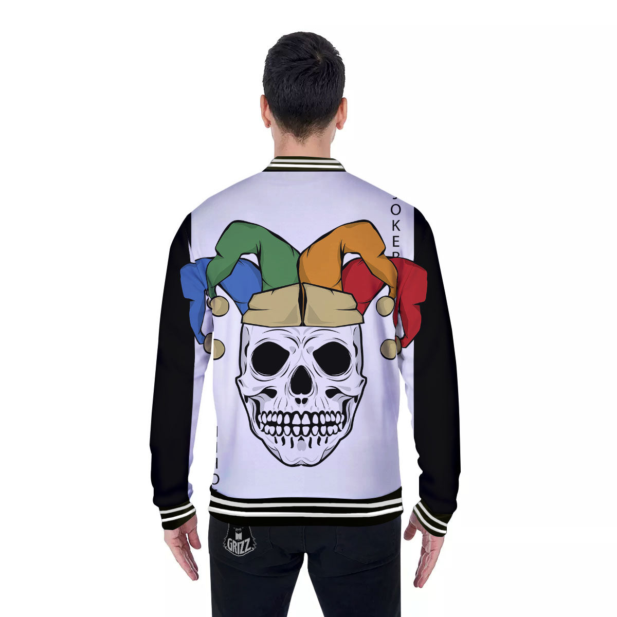 Joker Card Scary Print Baseball Jacket-grizzshop