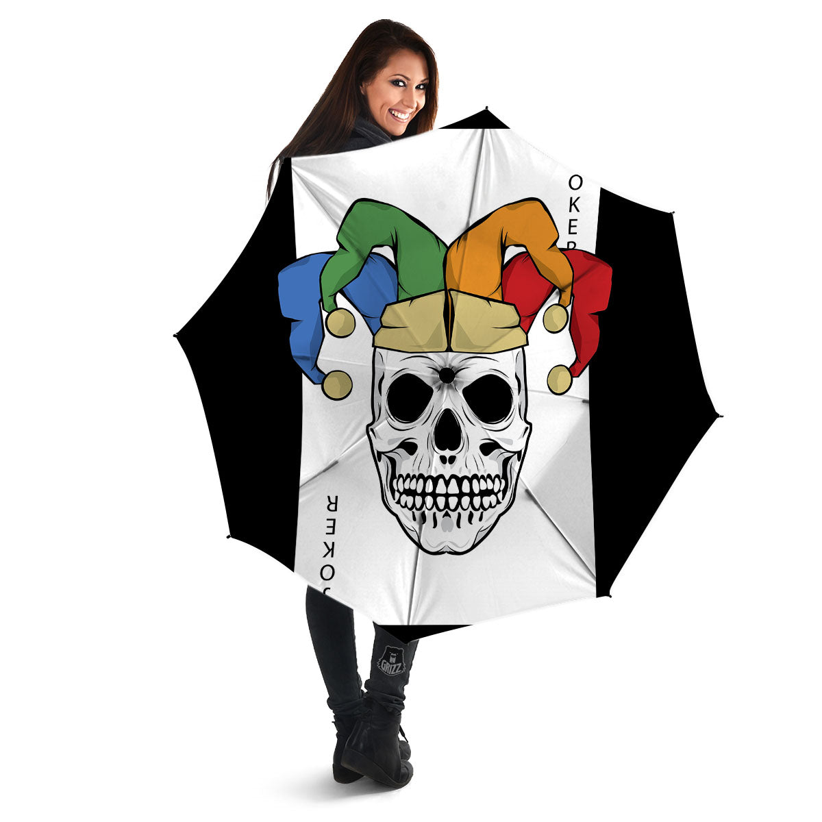 Joker Card Scary Print Umbrella-grizzshop