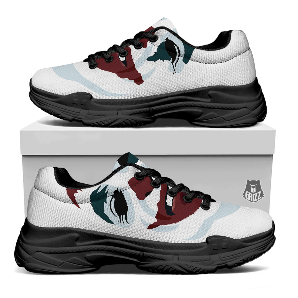 Joker Face Print Black Chunky Shoes-grizzshop