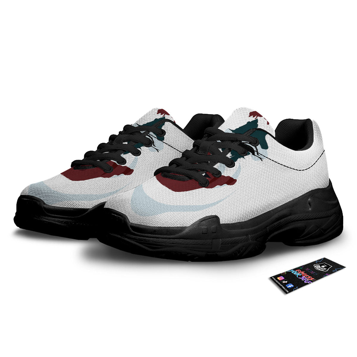 Joker Face Print Black Chunky Shoes-grizzshop