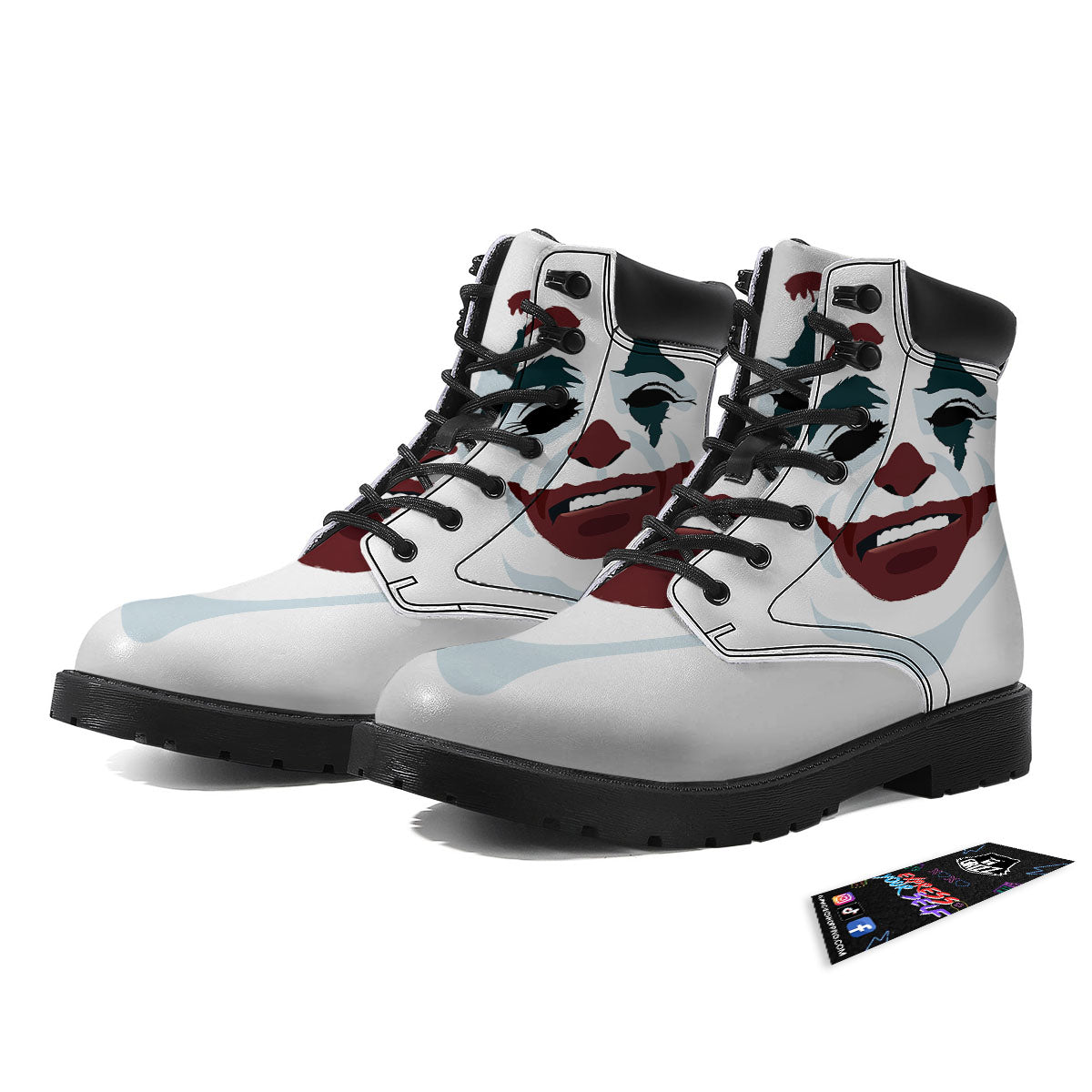 Joker Face Print Boots-grizzshop
