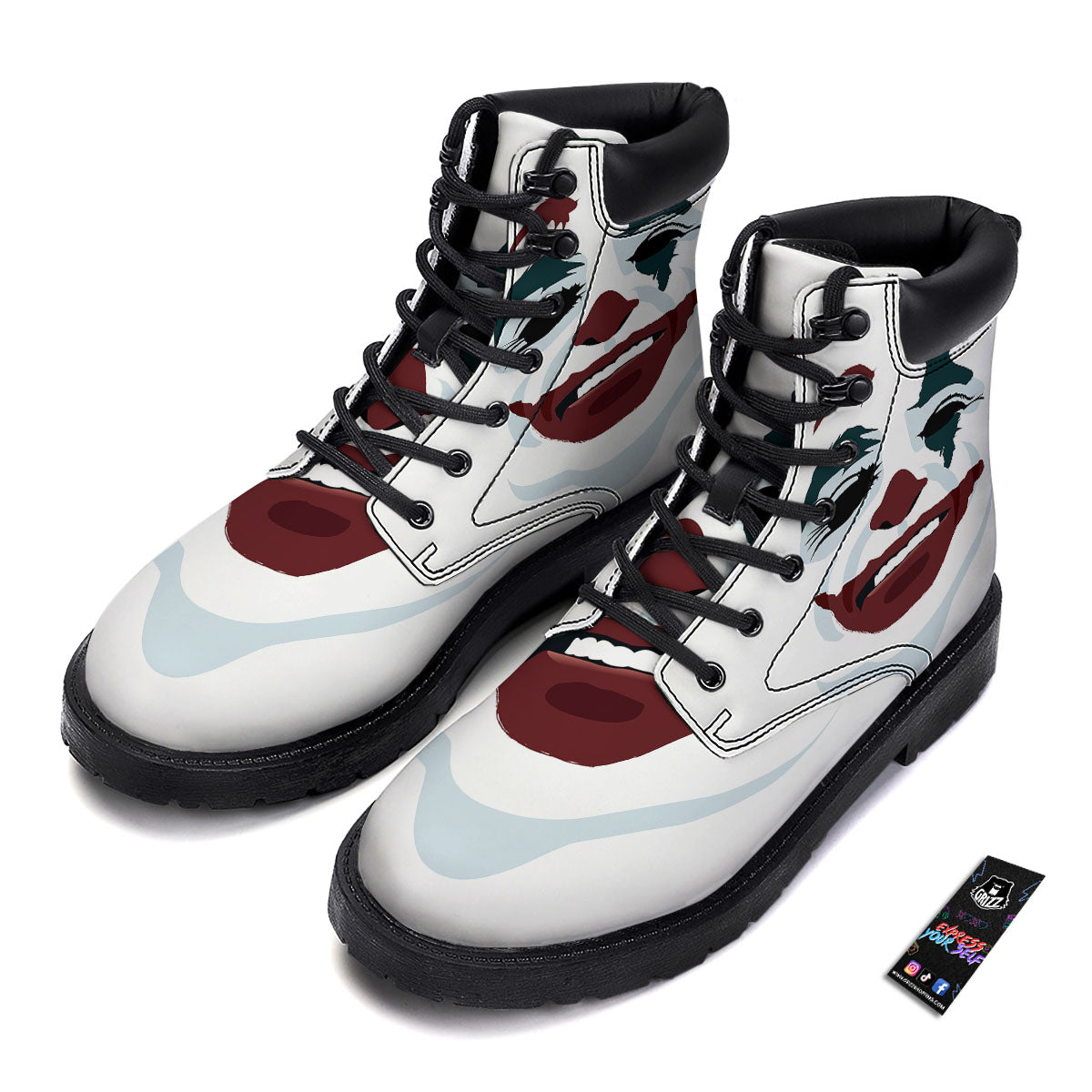 Joker Face Print Boots-grizzshop