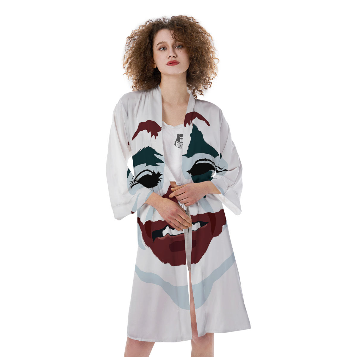 Joker Face Print Kimono-grizzshop